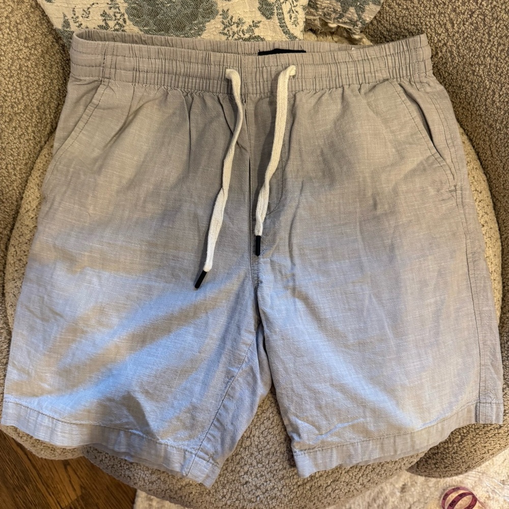 Cotton Elastic Waistband Light Gray Casual Shorts size M